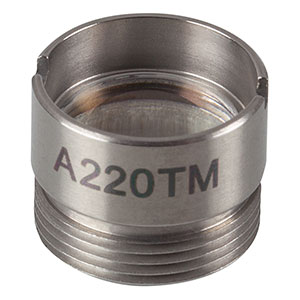 A220TM - f = 11.0 mm, NA = 0.26, WD = 6.91 mm, DW = 633 nm, Mounted Aspheric Lens, Uncoated
