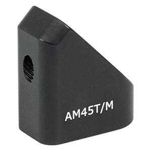 AM45T/M - 45° 角度付きブロック、M4タップ穴、M4ネジ付きポスト取付け可能(ミリ規格)