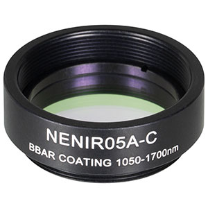 NENIR05A-C - Ø25 mm AR-Coated Absorptive Neutral Density Filter, SM1-Threaded Mount, 1050 - 1700 nm, OD: 0.5