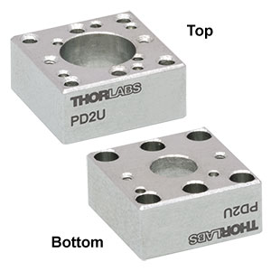 PD2U - アダプタープレート、ピエゾ慣性アクチュエータ付き5 mmm直線移動ステージ用、厚さ6 mm、#8用ザグリ穴(インチ規格)