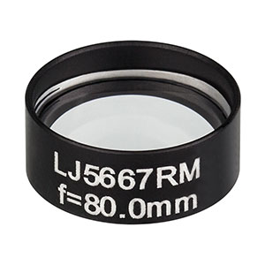 LJ5667RM - Ø1/2in Mounted Plano-Convex CaF<sub>2</sub> Cylindrical Lens, f = 80.0 mm, Uncoated