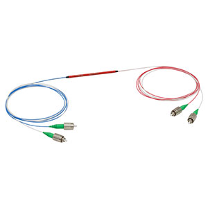 TW1064R3A2B - 2x2 Wideband Fiber Optic Coupler, 1064 ± 100 nm, 0.22 NA, 75:25 Split, FC/APC Connectors