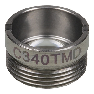 C340TMD - f= 4.0 mm, NA = 0.64, WD = 1.2 mm, DW = 685 nm, Mounted Aspheric Lens, Uncoated