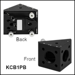 直角キネマティックミラーマウント、軸外放物面ミラー用、ネジ切りなしケージロッド用穴付き