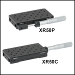 クイック接続型(アリ溝付き)移動ステージ、移動量50 mm クイック接続型(アリ溝付き)移動ステージ、移動量50 mm