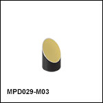 Ø12.7 mm(Ø1/2インチ) 90° 軸外放物面ミラー、保護膜無し金コーティング