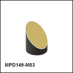 Ø25.4 mm(Ø1インチ) 90°軸外放物面ミラー、保護膜無し金コーティング