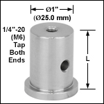 Ø25 mmおよびØ1インチ台座付きピラーポスト、M6または1/4”-20タップ穴