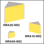 直角プリズムミラー、中赤外(MIR)域強化金コーティング付き(2 µm～20 μm)