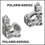 Polaris<sup>®</sup>キネマティックミラーマウント、Ø12.7 mm(Ø1/2インチ)光学素子用、上部2アジャスタ、モノリシックフレクシャーアーム保持タイプ