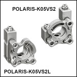 Polaris®キネマティックミラーマウント、Ø12.7 mm(Ø1/2インチ)光学素子用、上部2アジャスタ、モノリシックフレクシャーアーム保持タイプ