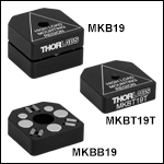 Mini-Series Kinematic Base: 0.75in x 0.75in x 0.50in (19.1 mm x 19.1 mm x 12.7 mm)<br>
