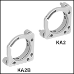 Ø50.8 mm(Ø2インチ)光学素子用キネマティックミラーマウント、2アジャスタ、モノリシックフレクシャーアーム保持タイプ