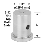 Ø25 mmおよびØ1インチ台座付きピラーポスト、M4または#8-32タップ付き