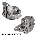 Polaris<sup>®</sup>Ø12.7 mm(Ø1/2インチ)光学素子用SM05ネジ付きキネマティックミラーマウント、3アジャスタ型