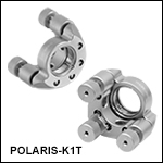 Polaris<sup>®</sup>Ø25.4 mm(Ø1インチ)光学素子用SM1ネジ付きキネマティックミラーマウント、3アジャスタ型