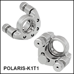 Polaris<sup>®</sup>Ø25.4 mm(Ø1インチ)光学素子用SM1ネジ付きキネマティックミラーマウント、2アジャスタ型