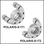 Polaris<sup>®</sup>Ø25.4 mm(Ø1インチ)光学素子用SM1ネジ付きキネマティックミラーマウント、2アジャスタ型