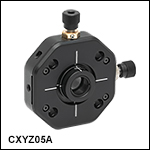 Ø12 mm～Ø12.7 mm(Ø1/2インチ)光学素子用XYZ移動マウント、30 mmケージシステム対応、ポスト取付け可能