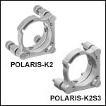 Ø50.8 mm(Ø2インチ)光学素子用Polaris<sup>®</sup>キネマティックミラーマウント、3アジャスタ型