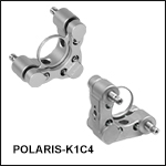 Polaris<sup>®</sup> Ø25.4 mm(Ø1インチ)接着式キネマティックミラーマウント、クリアエッジ、2アジャスタ型