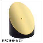 Ø76.2 mm(Ø3インチ) 90° 軸外放物面ミラー、貫通穴付き