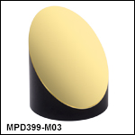 Ø76.2 mm(Ø3インチ) 90°軸外放物面ミラー、保護膜無し金コーティング
