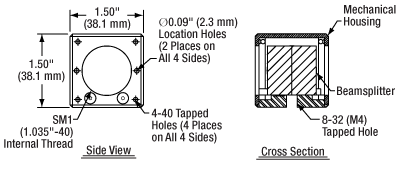 Cube-Mounted Beamsplitter Drawing