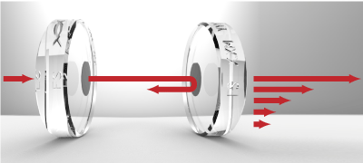 Light Through a Crystalline Mirror Optical Cavity