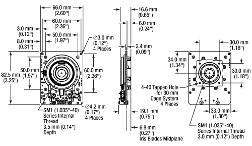 Mechanical Drawings of the Elliptec<sup>®</sup> Rotation Mount