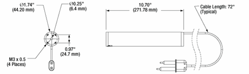 Standard Cylindrical HeNe Mechanical Drawing