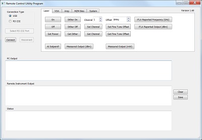 Screen Capture of the MX40G E-O Converter Remote Control Tool Software V1.5