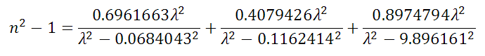 Index of Refraction for Fused Silica wavelength dependency