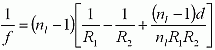 thick lens equation