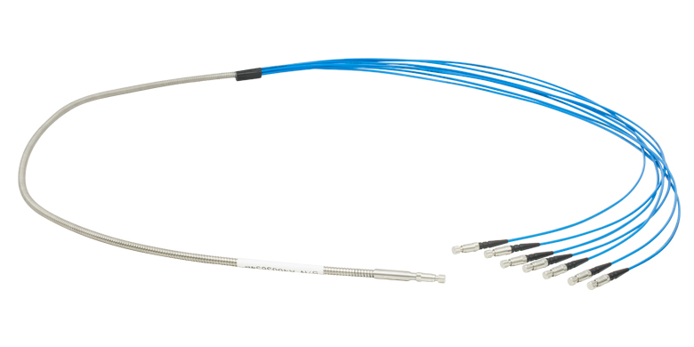 1x7 Fanout Cable with Fluoride Fiber, Stainless Steel Tubing on the Common End and SMA Connectors