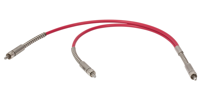 Y-Cable with SMA Connectors and Stainless Steel Tubing on All Ends for Added Protection