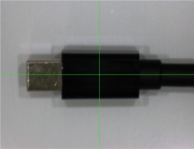 Visible-light image of a USB-C connector, taken using the spotter camera. See next for X-ray image.