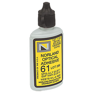 NOA61 - UV硬化光素子用接着剤28g、低収縮率、米国連邦規格MIL-A-3920適合