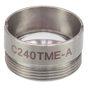 C240TME-A - f = 8.00 mm, NA = 0.50, Mounted Geltech Aspheric Lens, AR: 400-600 nm