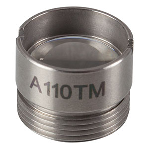 A110TM - f = 6.24 mm, NA = 0.40, WD = 2.39 mm, DW = 780 nm, Mounted Aspheric Lens, Uncoated