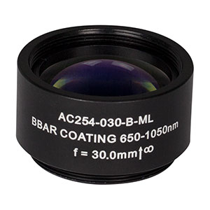 AC254-030-B-ML - f=30 mm, Ø1in Achromatic Doublet, SM1-Threaded Mount, ARC: 650-1050 nm