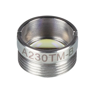 A230TM-B - f = 4.51 mm, NA = 0.55, WD = 2.53 mm, Mounted Aspheric Lens, ARC: 650 - 1050 nm