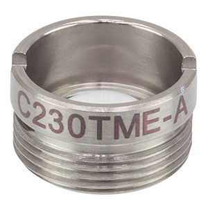 C230TME-A - f = 4.51 mm, NA = 0.55, Mounted Geltech Aspheric Lens, AR: 400-600 nm