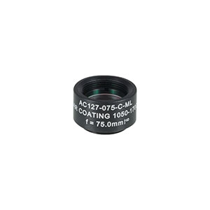 AC127-075-C-ML - f=75 mm, Ø1/2in Achromatic Doublet SM05-Threaded Mount, ARC: 1050-1700 nm 