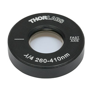 AQWP05M-340 - Ø1/2in Mounted Quartz Zero-Order Achromatic Quarter-Wave Plate, Ø1in Mount, 260 - 410 nm