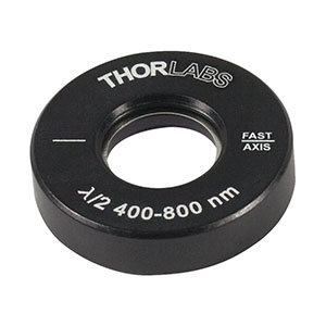 AHWP05M-600 - Ø1/2in Mounted Quartz Zero-Order Achromatic Half-Wave Plate, Ø1in Mount, 400 - 800 nm