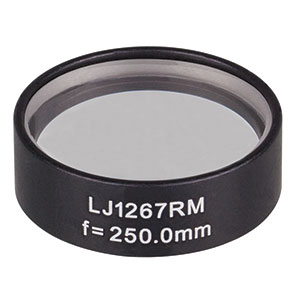 LJ1267RM - f = 250.0 mm, Ø1in, N-BK7 Mounted Plano-Convex Round Cyl Lens