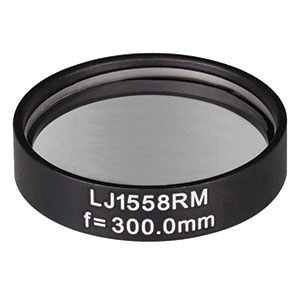 LJ1558RM - f = 300.0 mm, Ø1in, N-BK7 Mounted Plano-Convex Round Cyl Lens