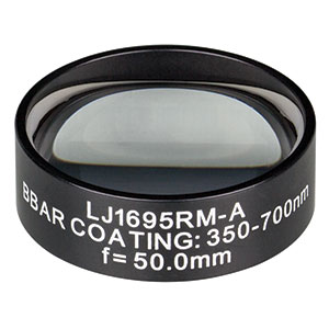 LJ1695RM-A - f = 50.0 mm, Ø1in, N-BK7 Mounted Plano-Convex Round Cyl Lens, ARC 350-700