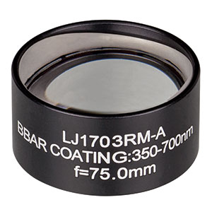 LJ1703RM-B - f = 75.0 mm, Ø1in, N-BK7 Mounted Plano-Convex Round Cyl Lens, ARC: 650 - 1050 nm